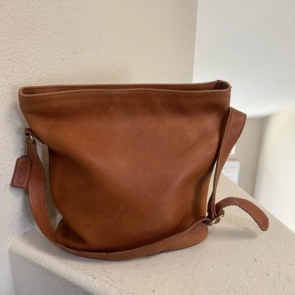 COACH Duffle Bag Brown Vintage Crossbody Shoulder Bag Pebble Leather Made In USA - Picture 1 of 15